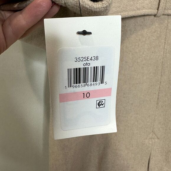 Cole Haan Oversize Belted Basket Weave Wool Wrap Peacoat Oatmeal Women's 10 NWT - Picture 10 of 16